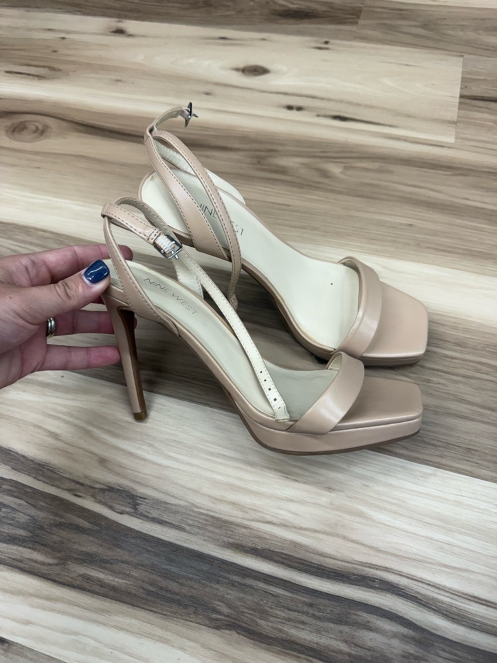 Nine West Nude Slingback Platform Stiletto Heels
